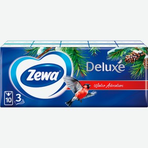 Платочки бумажные носовые Zewa Deluxe 3 слоя 10*10шт