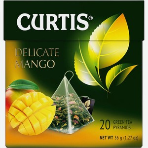 Чай зеленый Curtis Delicate Mango, пирамидки, 20х1,8/
