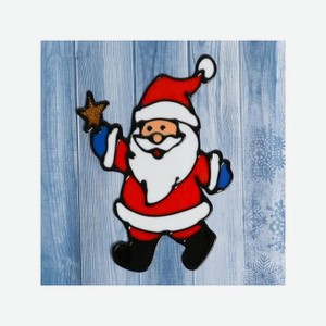 Наклейка на стекло Зимнее волшебство Дед Мороз со звездой 9,5*14,5 см