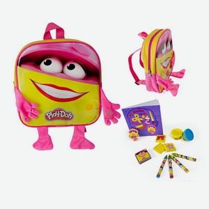 Набор Play-Doh Рюкзачок для девочки 4 марки, блокнот, 4 восковых мелка, книжка для раскрасок, 2 цвета пасты для лепки