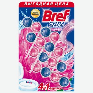 Туалетный блок Bref Сила-Актив Цветочная свежесть, 4 шт., 200 г