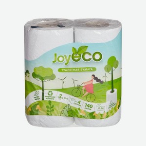 Туалетная бумага Joy Eco белая двухслойная, 4 рулона