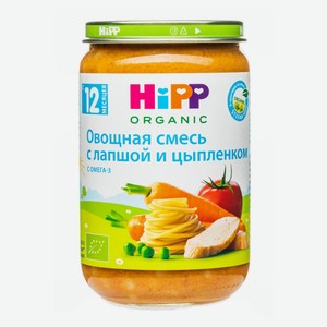 Пюре овощное HiPP Овощная смесь с лапшой и цыпленком с 12 мес., 190 г
