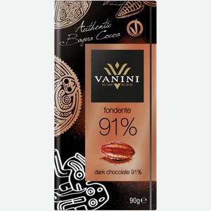 Шоколад Vanini горький 91%, 90г