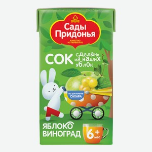 Сок детский Сады Придонья Яблоко-виноград, 125мл Россия