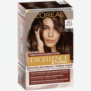 Крем-краска L Oreal Paris Excellence Creme для волос без аммиака с тройным уходом 4U, 192мл