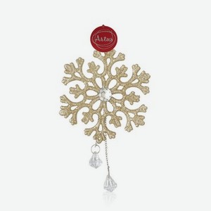Подвесное украшение Artus Новый Год Снежинка-цветок с подвесным кристаллом Золото