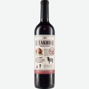 Вино STEAKWINE Каберне Совиньон Мендоса красное полусухое, 0.75л, Аргентина, 0.75 L