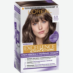 Краска для волос L’Oréal Paris Excellence Cool Creme тон 6.11 Ультрапепельный Темно-русый