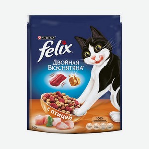 Сухой корм для взрослых кошек Felix Двойная вкуснятина с птицей 300г