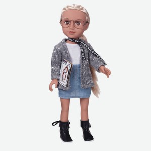 Кукла Camilla в серой кофте и джинсовой юбочке, 45 см с аксессуарами