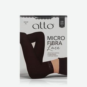 Женские колготки с ажурным поясом Atto Microfibra Lace 100den Черный 4 размер