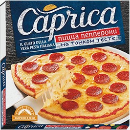 Пицца Каприка, Пепперони, С Ветчиной И Грибами, 320 Г