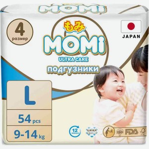 Подгузники Momi Ultra care L (9-14 кг), 54 шт.