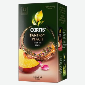 Чай зеленый Curtis Fantasy Peach c ароматом персика лемонграссом и лепестками розы, 25 пакетиков