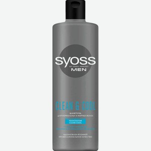 Шампунь мужской Syoss Men Clean & Cool для нормальных и жирных волос, 450 мл