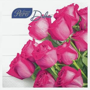 Салфетки бумажные ПЕРО Гранд, розы, 3сл, 20л