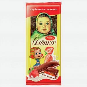 Шоколад АЛЕНКА с начинкой клубника со сливками, 87г