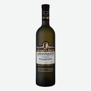 Вино белое Кахетинские Подвалы Georgian Wine House Цинандали сухое 12%, 750мл