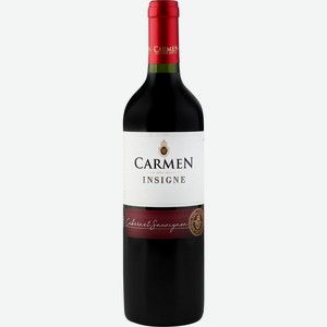 Вино CARMEN Insigne Каберне Совиньон Центральная Долина сортовое красное сухое, 0.75л, Чили, 0.75 L