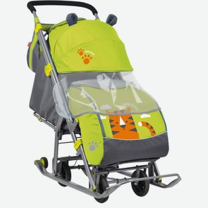 Санки-коляска с колесами Nika «Детям 7» лимонные
