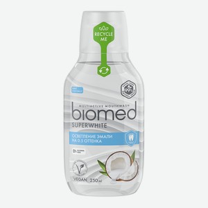 Ополаскиватель для полости рта BioMed Superwhite антибактериальный отбеливающий, Кокос, 250 мл