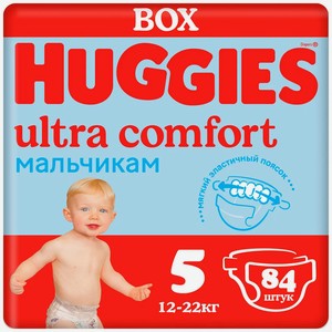 Подгузники Huggies Ultra Comfort для мальчиков, 5, 12-22 кг, 84 шт.