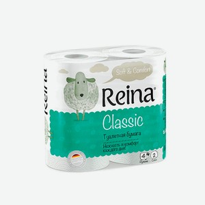 Туалетная бумага Reina в асс-те, 2-слойная, 4 рулона