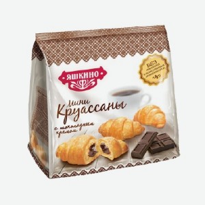 Мини-круассаны  Яшкино , с шоколадным кремом, со сливочным кремом, с клубничным джемом, 180 г