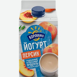 Йогурт Питьевой Коровкино, Персик, Клубника, Вишня, 2,5%, 450 Г