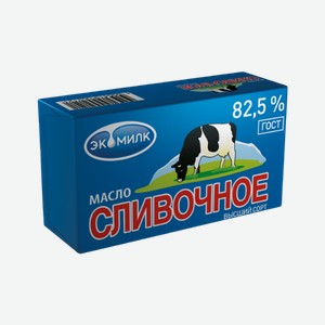 Масло сладко-сливочное Экомилк 82.5%, 380 г