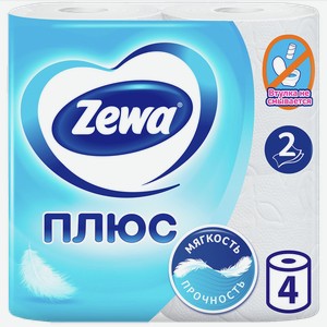 Туалетная бумага ЗЕВА ПЛЮС белая, 2 слоя, 4 рулона, 1шт