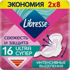 Прокладки Libresse Свежесть и защита Ultra Супер, 16 шт.