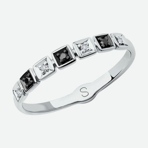 Кольцо SOKOLOV Diamonds из белого золота с бесцветными и чёрными бриллиантами 7010055, размер 19