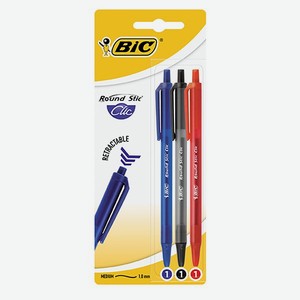 Ручка шариковая BIC Raund Stic Clic 3шт в ассортименте 926378