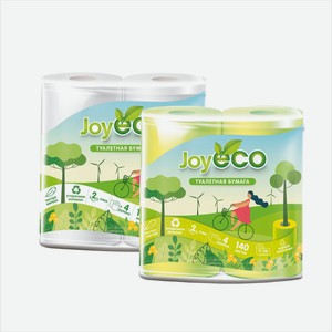 Туалетная бумага JOYeco/Евростандарт в ассортименте, 2 слоя 4 рулона
