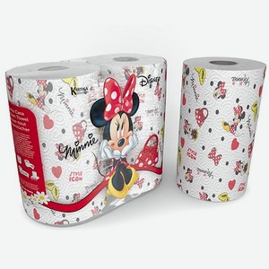 Полотенца бумажные World cart с рисунком Minnie из серии Disney 3 слоя. 2 рулона по 75 листов