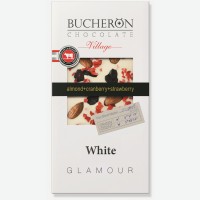 Шоколад   Bucheron   белый с миндалем, клюквой и клубникой, 100 г