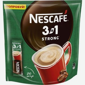 Напиток кофейный растворимый Nescafe 3 в 1 Крепкий, 20 пакетиков по 14,5 г