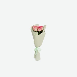 Букет из 5 розовых роз в упаковке