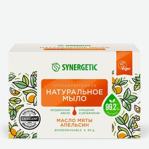 Натуральное туалетное мыло масло мяты и апельсин SYNERGETIC 0.094 кг