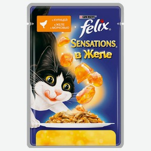Корм для кошек Felix 75г Sensations курица в желе