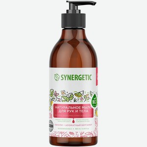 Биоразлагаемое натуральное мыло для рук и тела Пачули и ароматный бергамот SYNERGETIC 380 мл, 0.38 кг
