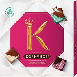 Конфеты Коркунов, Коллекция Шоколадных Плиток, Молочный/тёмный/молочный С Фундуком, 131 Г