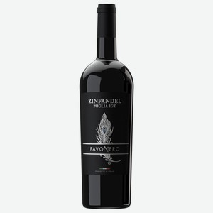 Вино ПавоНеро Зинфандель Пулия, красное полусухое, 14%, 0.75л, Италия