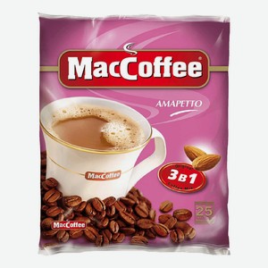 Напиток кофейный растворимый MacCoffee Амаретто 3 в 1, 18 г