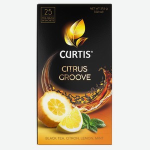 Чай черный CURTIS Citrus Groove c лимоном цитроном и мятой, 25 пакетиков