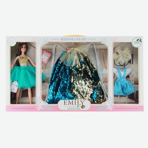 Игровой набор Emily куклой Эмили с нарядами и сумкой с пайетками из серии «Я и моя кукла» 28 см
