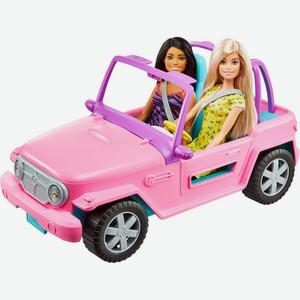 Игровой набор Barbie Кукла Барби с подругой на розовом джипе