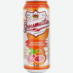 Пивной напиток Grossmeister Naturtrubes Grapefruit 2,0 % алк., Германия, 0,5 л